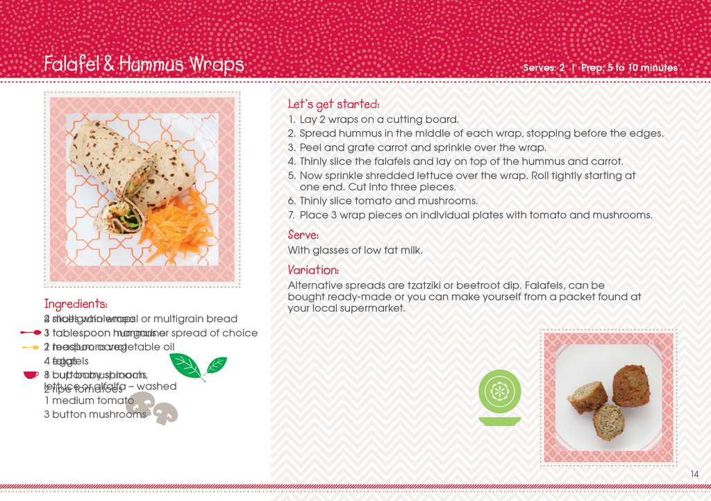 A great family cookbook.  Each meal has been carefully developed with South Australian Health department to support families in preparing yummy every day meals for the whole family.  The recipes are easy to prepare and the step by step instructions allow young children to participate in the preparation of the meal.